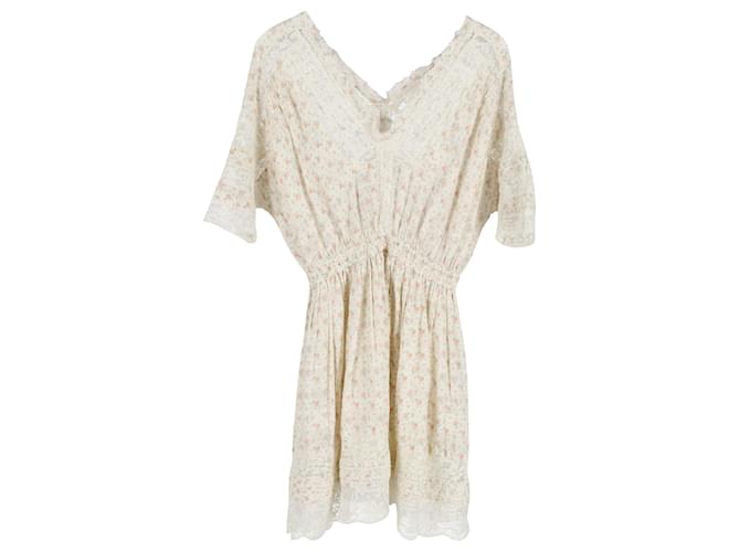 LoveShackFancy Mini-robe florale en coton crème  ref.1165733