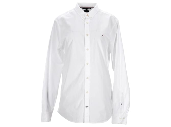 Tommy Hilfiger Camisa lisa de puro algodón para hombre Blanco  ref.1165736