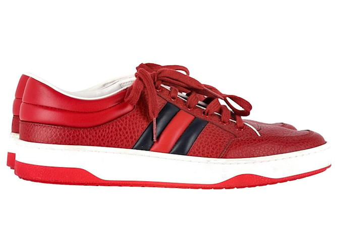 Gucci Ronnie Low-Top Sneakers in Red Leather  ref.1165744