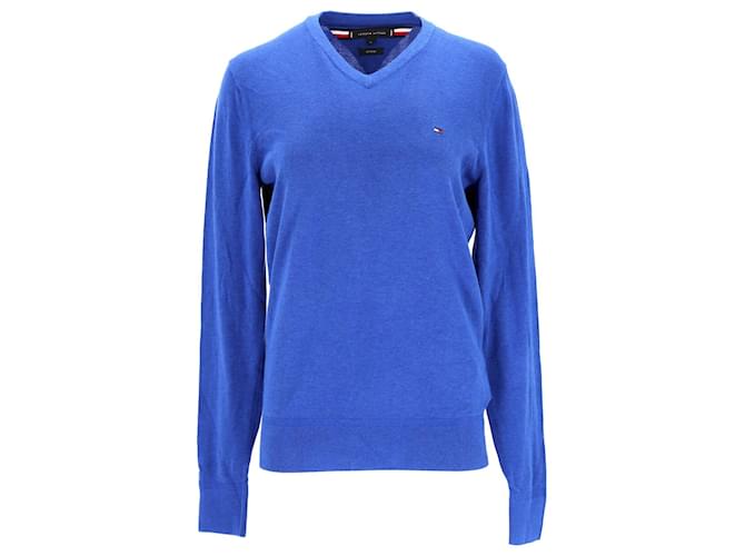 Tommy Hilfiger Jersey de hombre con cuello en V y seda de algodón orgánico Azul  ref.1165748