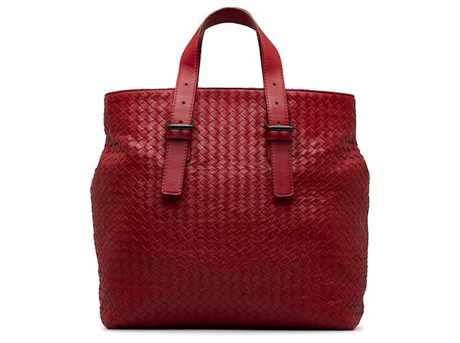 Bottega Veneta Grand sac cabas rouge Intrecciato Cesta Cuir Veau façon poulain  ref.1165783
