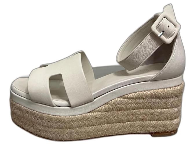 Hermès Espadrilles Cuir Blanc cassé  ref.1165848