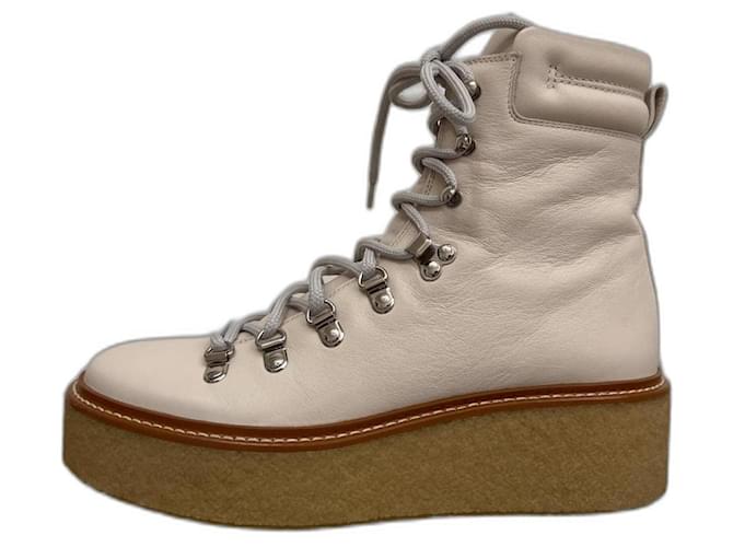 Hermès ankle boots Bianco sporco Pelle  ref.1165850