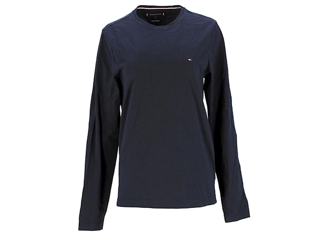 Tommy Hilfiger Mens Essential Organic Cotton Long Sleeve T Shirt Navy blue  ref.1165859