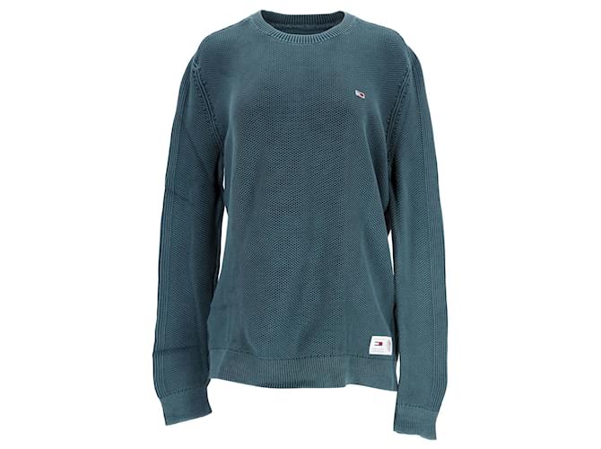 Tommy Hilfiger Mens Pure Cotton Garment Dyed Jumper Green  ref.1165864