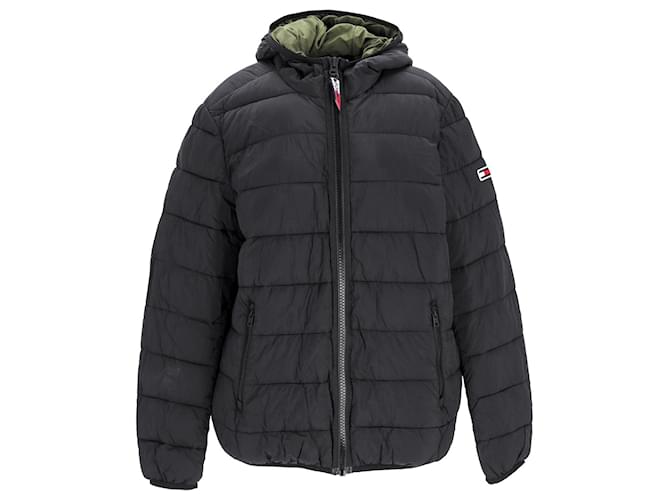 Tommy Hilfiger Mens Essential Hooded Padded Jacket Black Nylon  ref.1165879