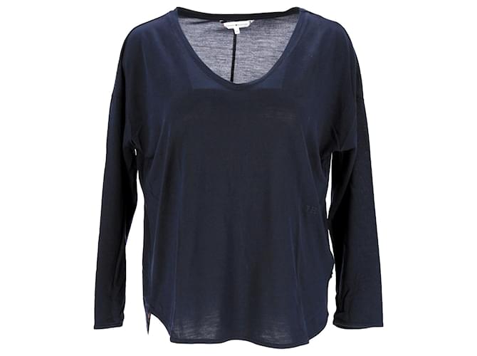 Tommy Hilfiger Camiseta esencial con cuello en V para mujer Azul marino Lyocell  ref.1165881