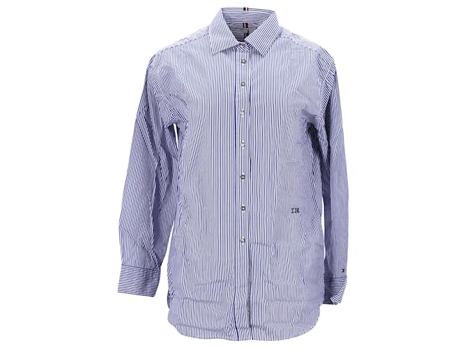 Tommy Hilfiger Womens Essential Oversized Organic Cotton Shirt Blue  ref.1165890