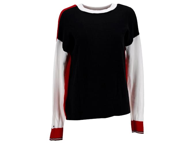 Tommy Hilfiger Suéter feminino de algodão orgânico com cor bloqueada Vermelho  ref.1165898