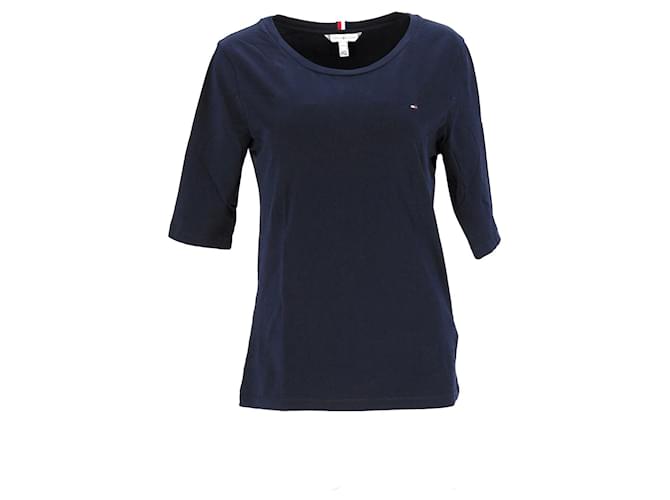 Tommy Hilfiger T-shirt à manches mi-longues Essentials pour femme Coton Bleu Marine  ref.1165907