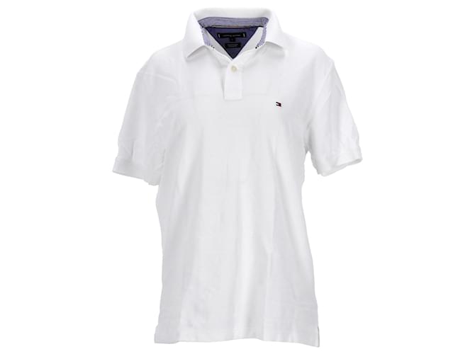 Tommy Hilfiger Herren-Poloshirt mit normaler Passform und kurzen Ärmeln Weiß Baumwolle  ref.1165909