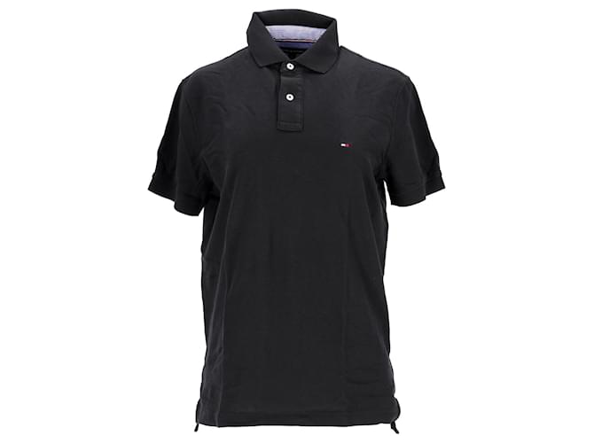 Tommy Hilfiger Mens Regular Fit Short Sleeve Polo Black Cotton  ref.1165913
