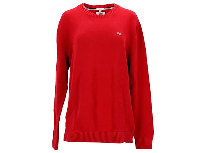 Tommy Hilfiger Tommy Hilifger Mens Tommy Classics Knitted Jumper in Red Cotton  ref.1165916