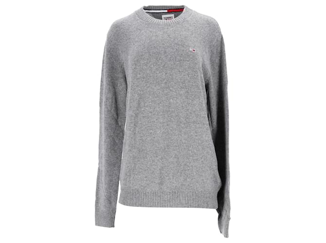 Tommy Hilfiger Mens Cotton And Wool Crew Neck Jumper Grey  ref.1165921
