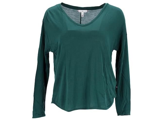Tommy Hilfiger Womens Essential V Neck T Shirt Green Lyocell  ref.1165923