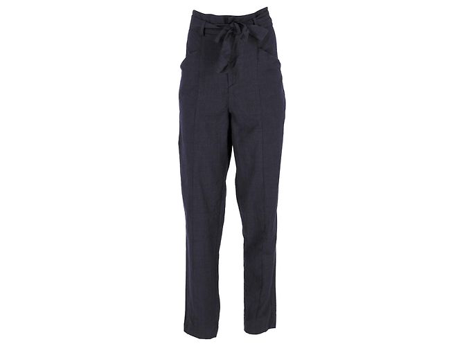 Isabel Marant Etoile-Hose mit Bindegürtel aus marineblauer Wolle