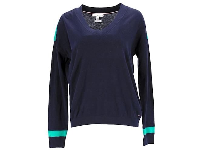 Tommy Hilfiger Damen-Pullover mit normaler Passform Marineblau Baumwolle  ref.1165933