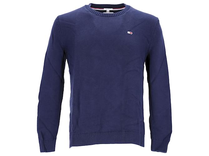 Tommy Hilfiger Tommy Hilifger Mens Tommy Classics Knitted Jumper in Navy Blue Cotton  ref.1165935