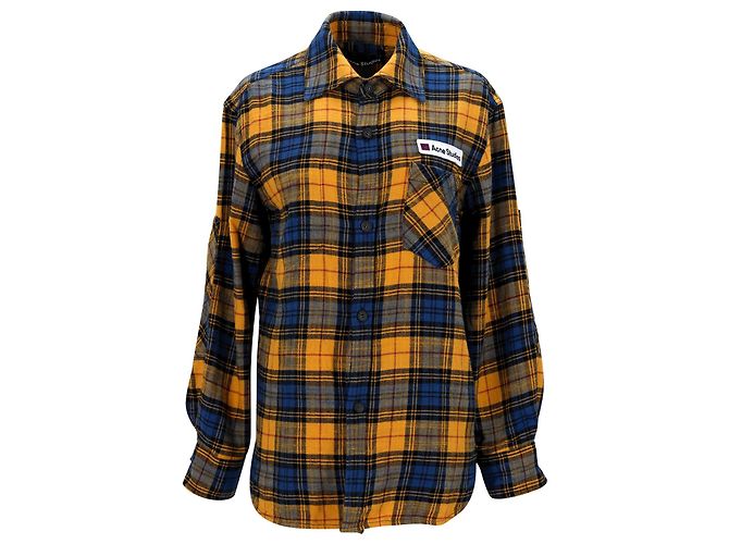 Camicia a quadri Acne Studios in flanella di cotone multicolor Stampa python