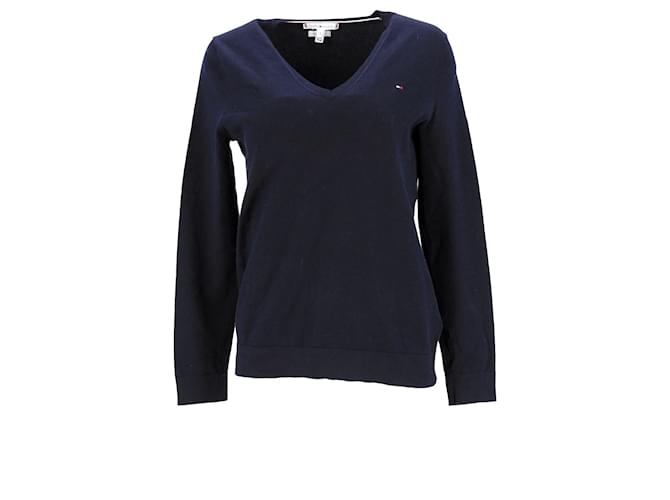 Tommy Hilfiger Heritage-Pullover mit V-Ausschnitt für Damen aus marineblauer Baumwolle  ref.1165944
