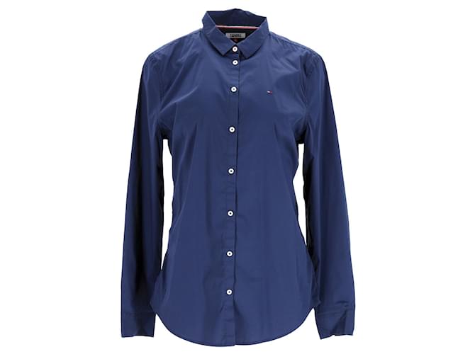 Tommy Hilfiger Womens Stretch Cotton Regular Fit Shirt Navy blue  ref.1165966