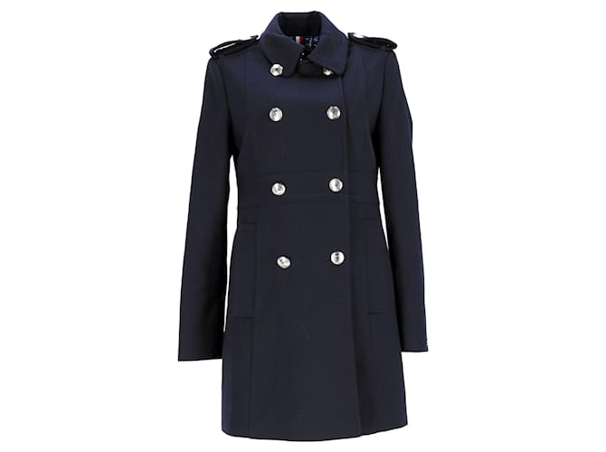 Tommy Hilfiger Womens Regular Fit Coat Navy blue Polyester  ref.1165978