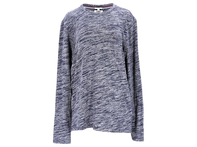 Tommy Hilfiger T-shirt da uomo a maniche lunghe in jersey di cotone Blu  ref.1165989