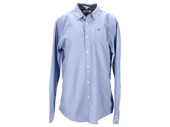 Tommy Hilfiger Camisa de algodón de corte regular para hombre Azul  ref.1165994