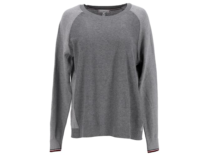 Tommy Hilfiger Womens Relaxed Fit Jumper Grey Cotton  ref.1166001