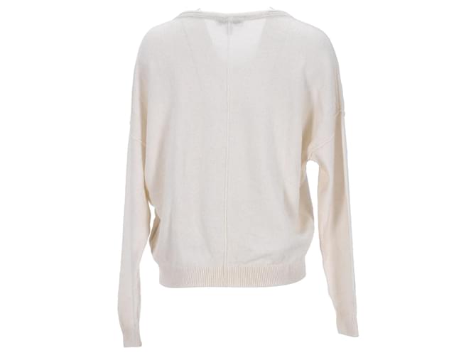 Tommy Hilfiger Damen-Pullover mit übergroßer Passform aus cremefarbener Wolle Weiß Roh  ref.1166014