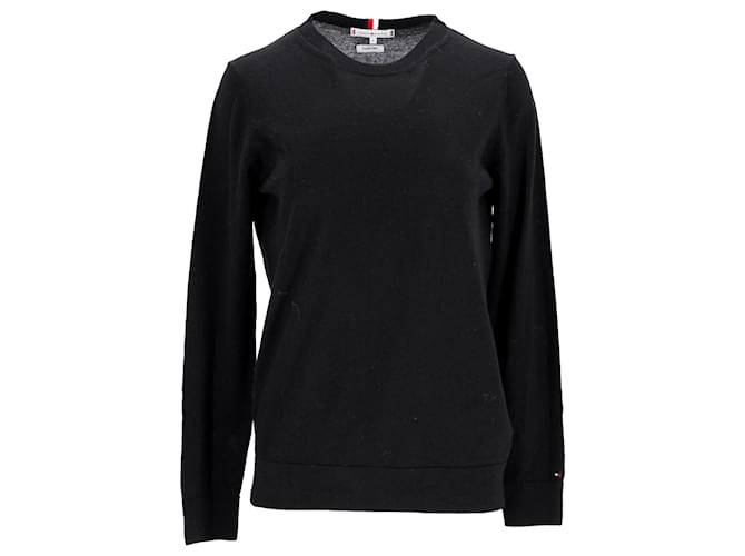 Tommy Hilfiger Damen-Pullover mit normaler Passform Schwarz Wolle  ref.1166019