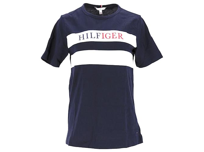 Tommy Hilfiger Lang geschnittenes Damen-T-Shirt aus Bio-Baumwolle Marineblau  ref.1166027