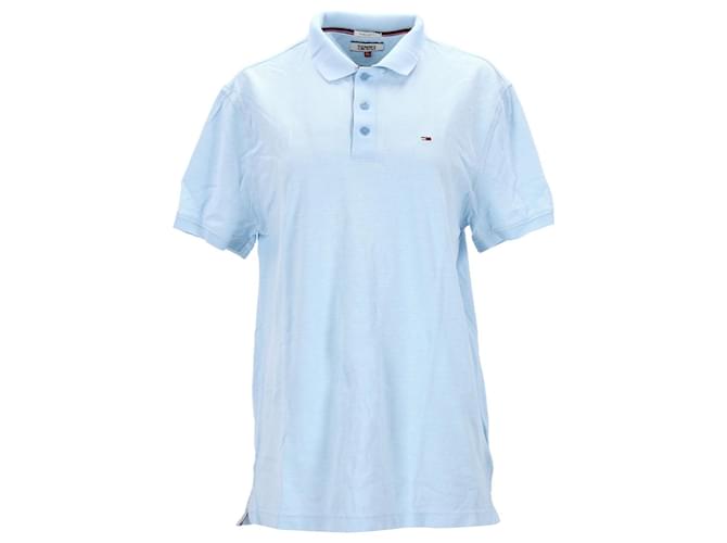 Tommy Hilfiger Camisa polo masculina Oxford Azul Azul claro Algodão  ref.1166036