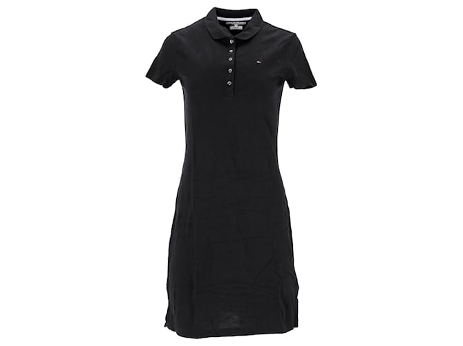 Tommy Hilfiger Womens Short Sleeve Polo Dress Black Cotton  ref.1166041