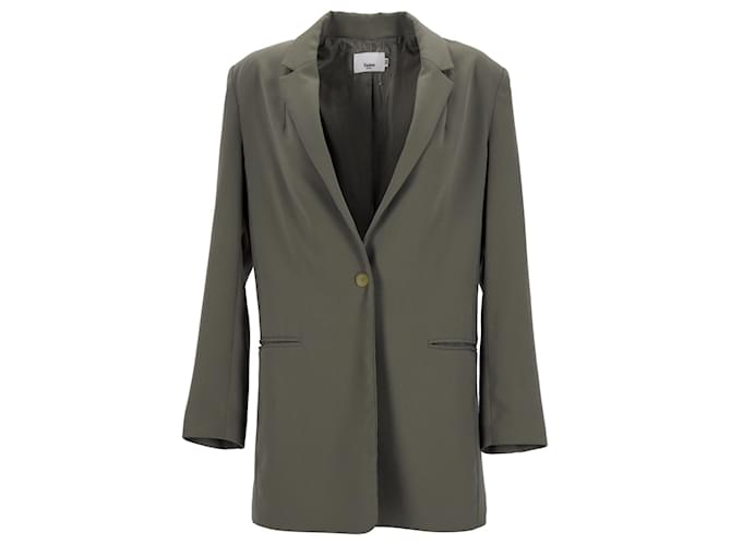 Autre Marque The Frankie Shop Single-Breasted Blazer in Olive Green Polyester  ref.1166046