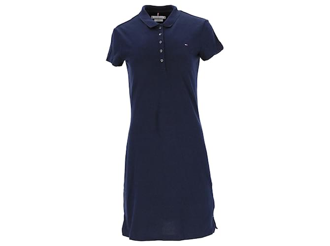 Tommy Hilfiger Womens Slim Fit Dress in Navy Blue Cotton  ref.1166053