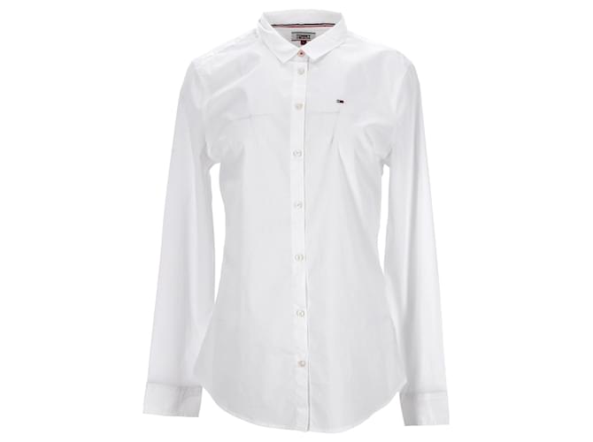 Tommy Hilfiger Damen-Hemd aus Stretch-Baumwolle mit normaler Passform Weiß  ref.1166063