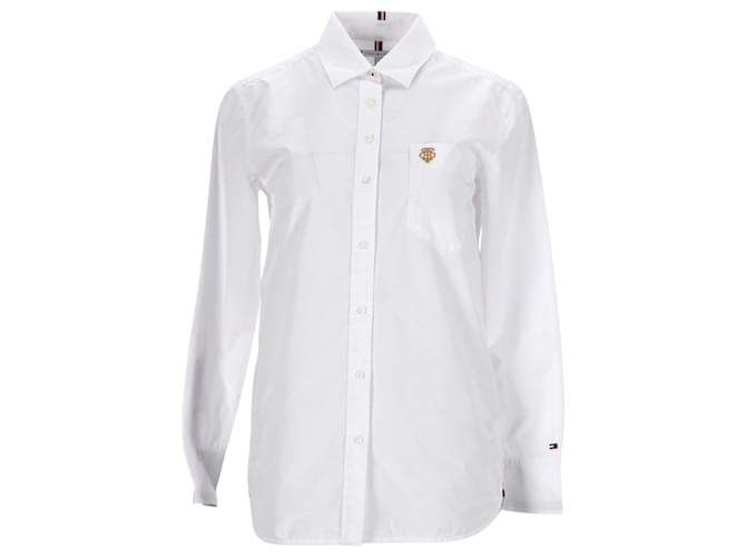 Tommy Hilfiger Camisa extragrande esencial para mujer Blanco Algodón  ref.1166075