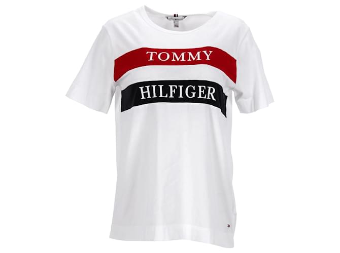 Tommy Hilfiger Camiseta feminina com espinhel de algodão orgânico Branco  ref.1166093