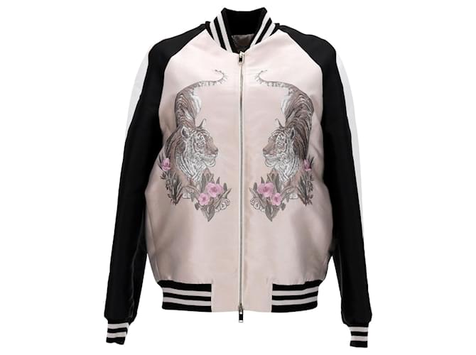 Stella Mc Cartney Stella McCartney Lorinda upperr-Embroidered Bomber Jacket in Pink Silk  ref.1166095