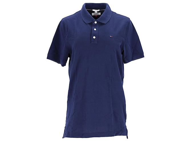 Tommy Hilfiger Camisa polo masculina original em piquê Azul marinho Algodão  ref.1166096