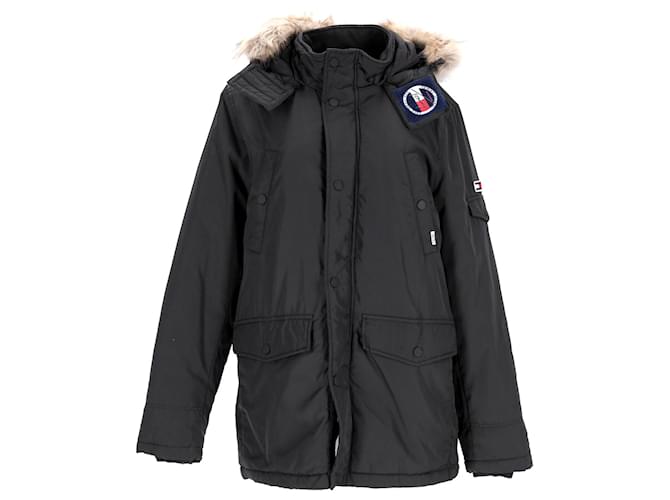 Tommy Hilfiger Mens Trimmed Hood Technical Parka Black Polyester  ref.1166101