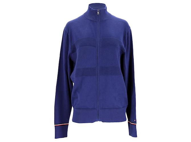 Tommy Hilfiger Mens Texture Panels Zip Thru Jacket Blue Cotton  ref.1166103