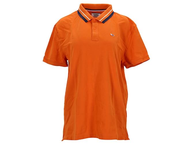 Tommy Hilfiger Herren Tommy Classics Poloshirt mit Logoband Orange Baumwolle  ref.1166121