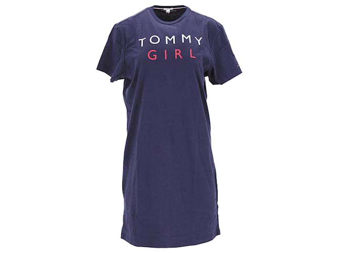 Tommy Hilfiger Womens Logo Night Dress Navy blue Cotton  ref.1166131