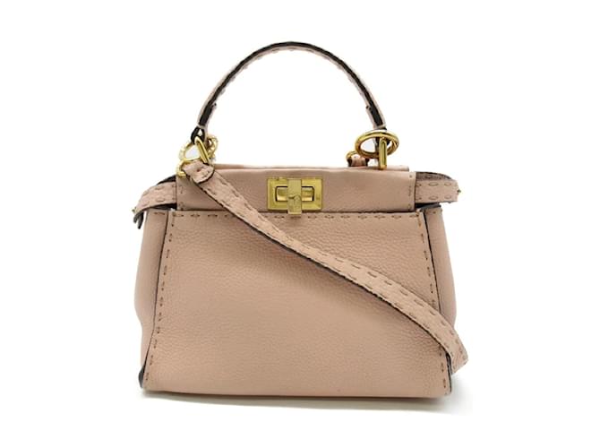 Fendi Mini Peekaboo Leather Handbag 8BN244 Pink  ref.1166171