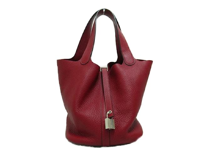 Hermès Clemence Picotin Lock 18 Red Leather Pony-style calfskin  ref.1166205