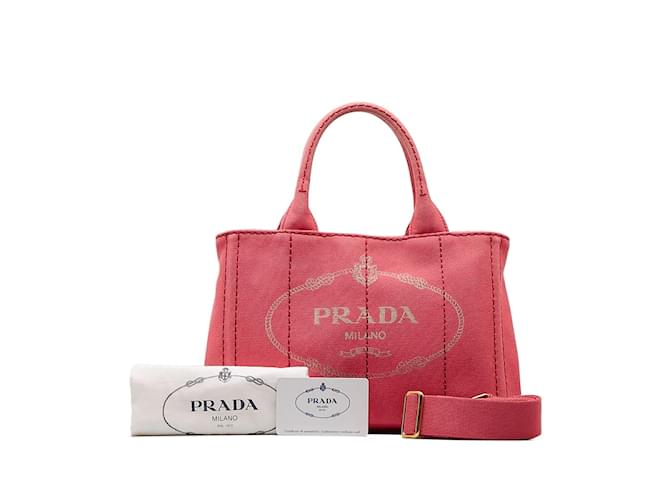 Prada Handtasche mit Canapa-Logo 1BG439 Pink Leinwand  ref.1166221
