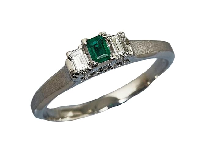 & Other Stories Platinum Diamond & Emerald Ring Silvery White gold Metal  ref.1166226