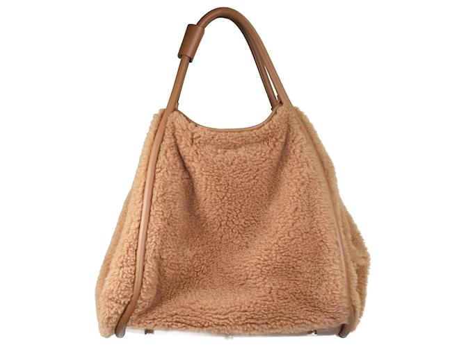 Max Mara Bolsa de pelo marrom Couro  ref.1166280